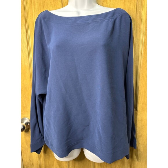 ST JOHN Womens Blue Top Long Sleeves Large Classic - Picture 1 of 6